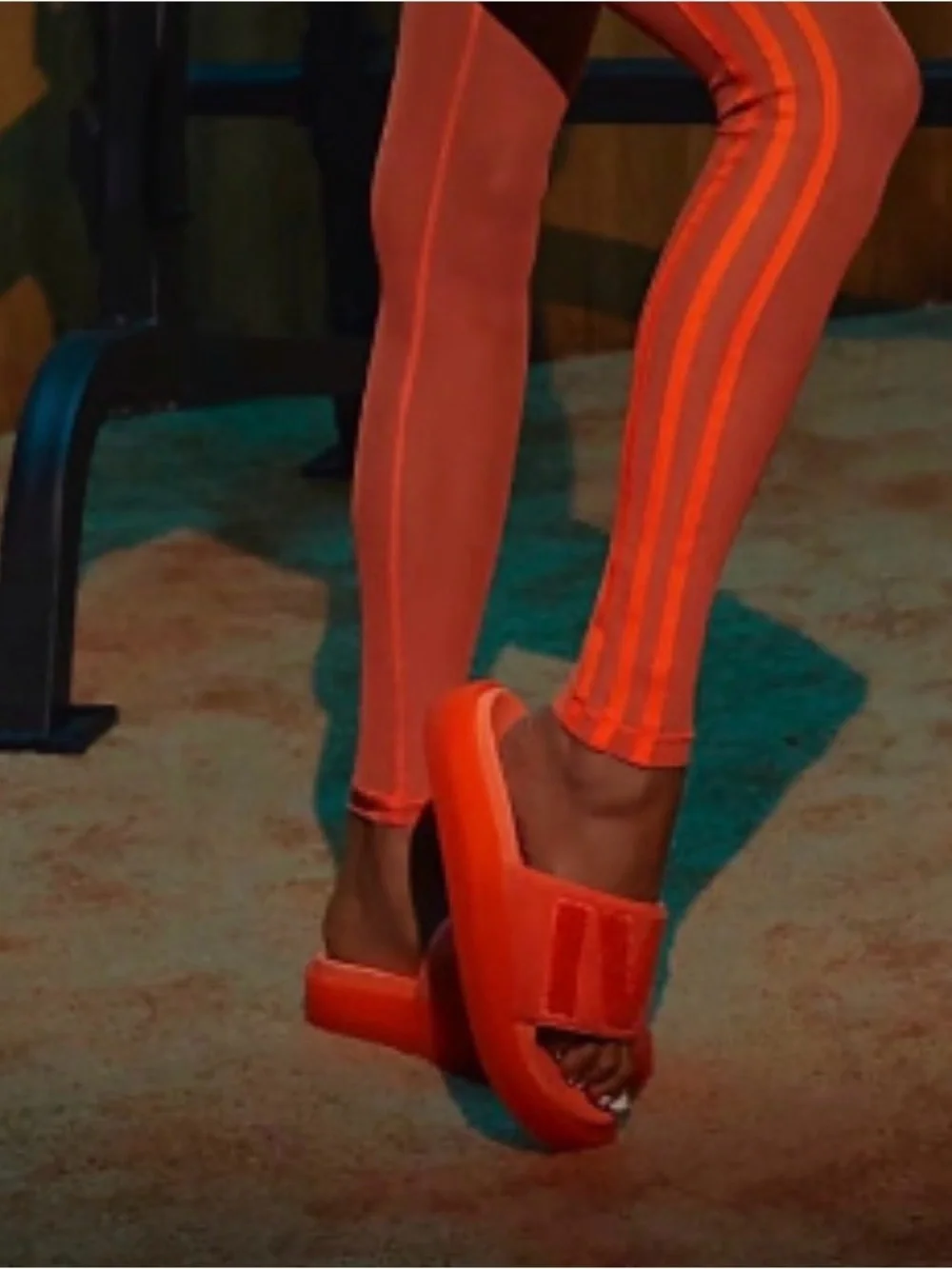 Bold Orange Platform Slide Sandals